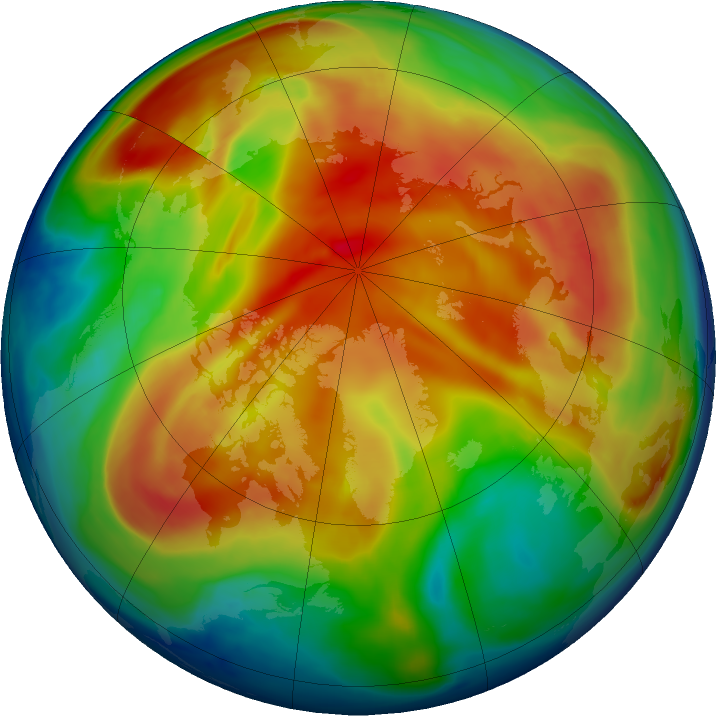 Arctic ozone map for 24 January 2019